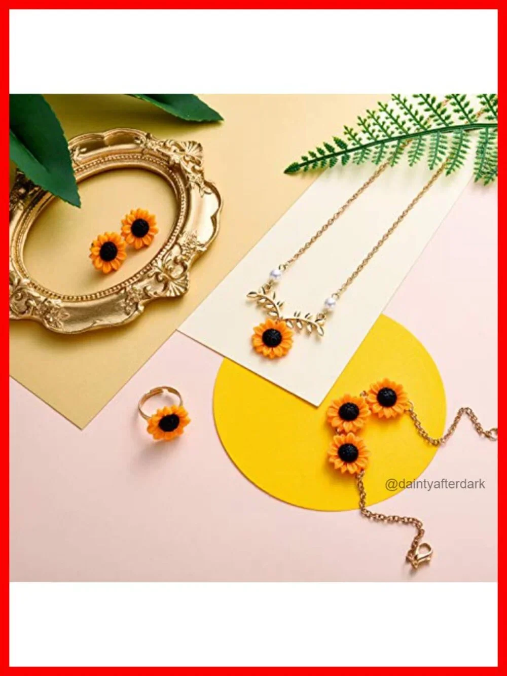 10 Pcs Sunflower Hair Accessories Set with Necklace Earrings Bracelet Ring
